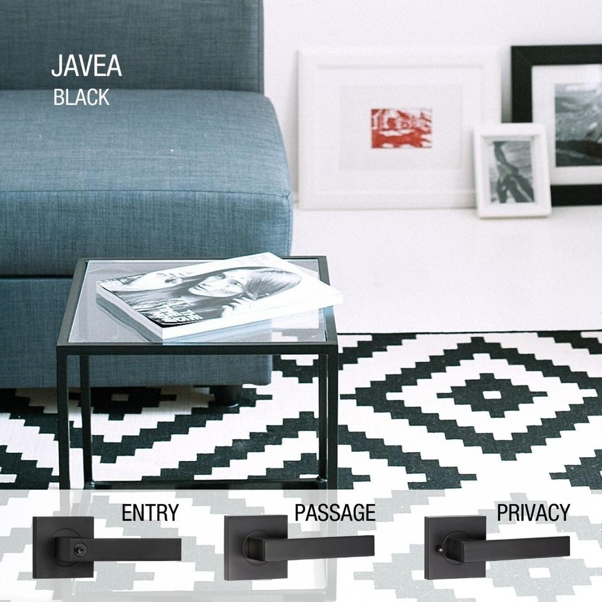 Lemaar Javea Entrance Set Black Zinc Keyed Exterior D Strike