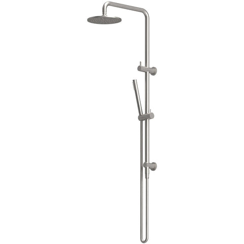 Rogerseller Tonic Baton Dual Rail Shower - Brushed Nickel - Brass Hand Piece, 2-Way Diverter - 3506003807