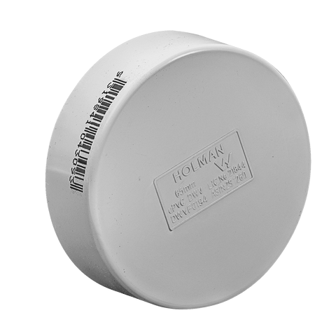 Holman 65mm PVC DWV Push-On Cap, Underground Rated, Grey