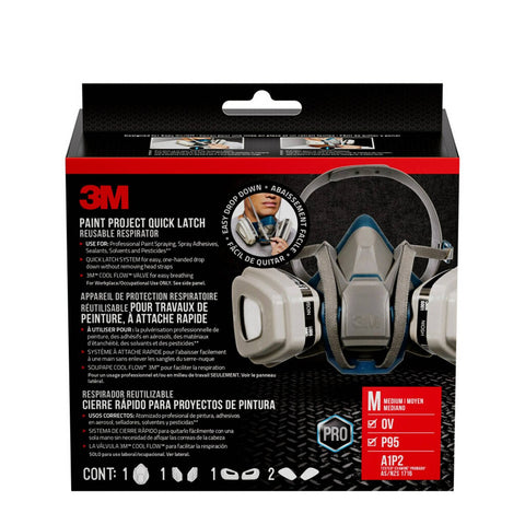 3M Painters Project Quick Latch Respirator Black Cool Flow Valve