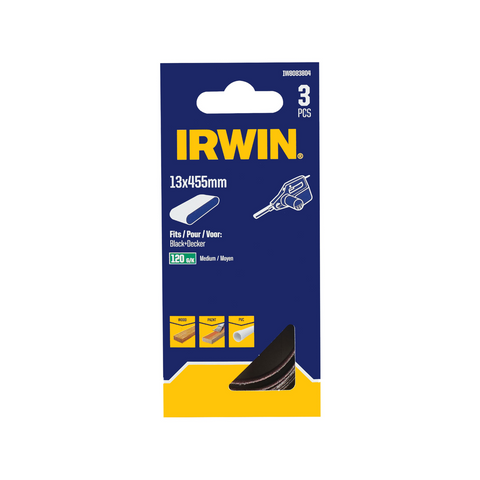 Irwin 13mm 120 Grit Powerfile Sanding Belt - 3 Pack
