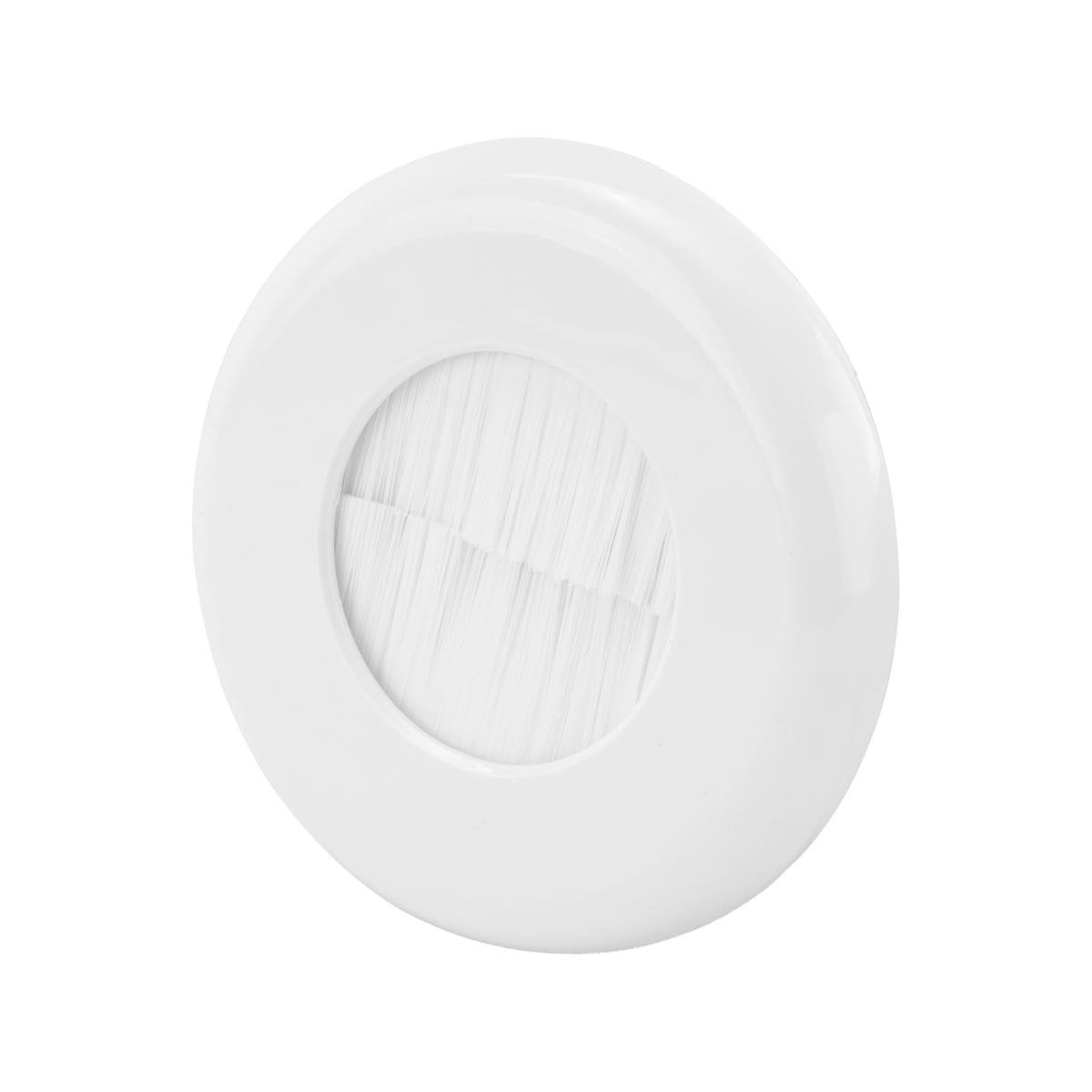 Deta White and Silver Polycarbonate Round Brush Wall Plate