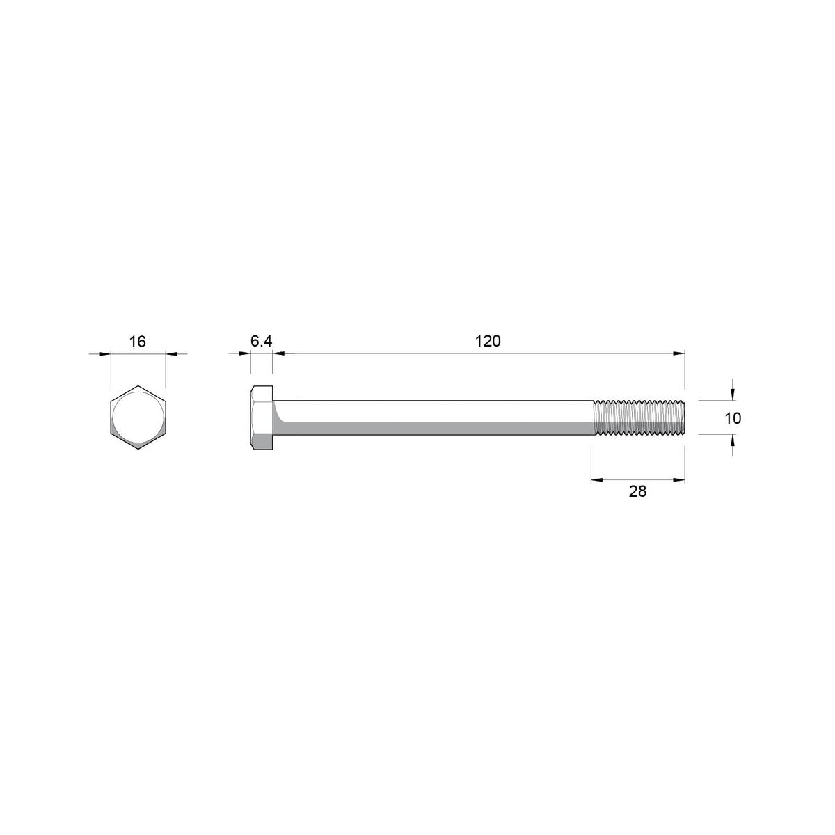 Zenith M10 x 120mm 304 Stainless Steel Hex Head Bolt and Nut
