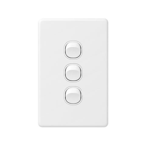 DETA X6 Triple Vertical Switch 3 Gang White Polycarbonate 10A 240V