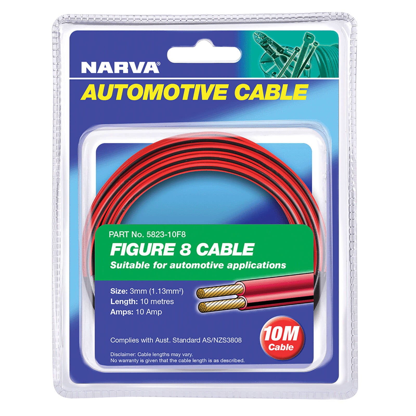 Narva 10A 3mm Red/Black Twin Core Figure 8 Cable 10m