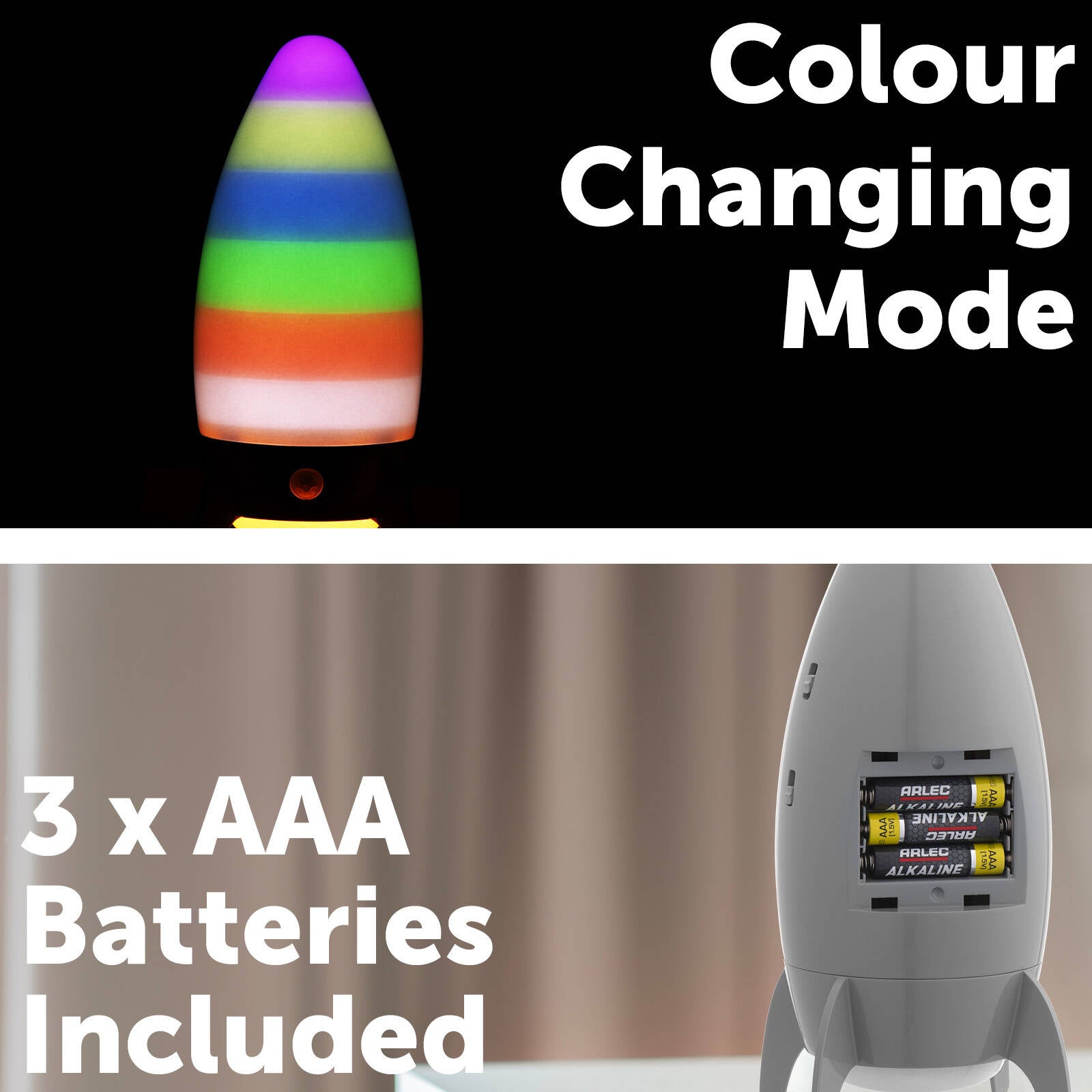 Arlec Rocket Grey LED Motion Activated Night Light NL0069