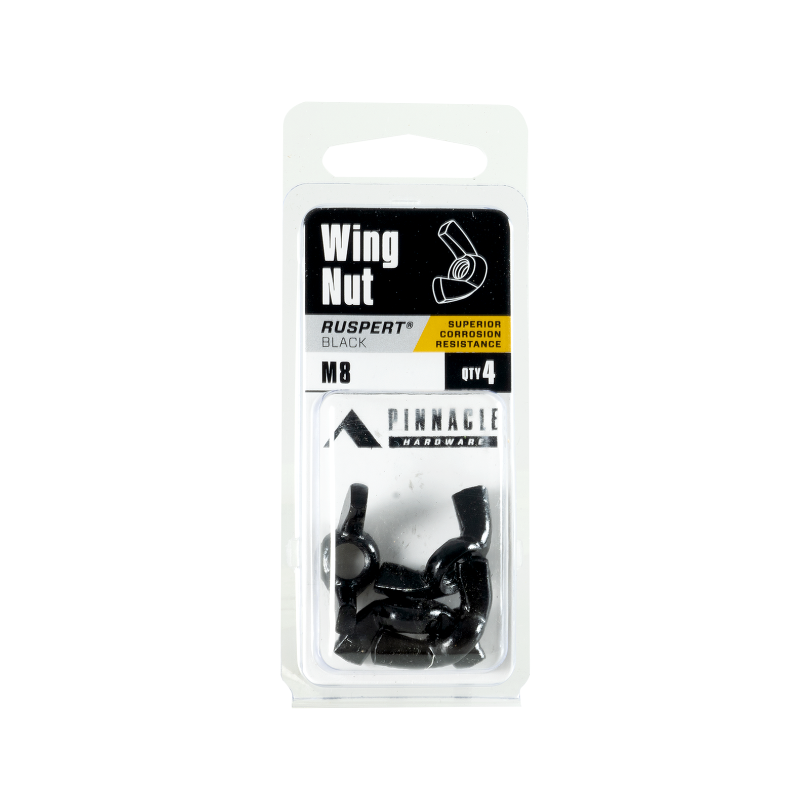 Pinnacle M8 Black Ruspert Wing Nut - 4 Pack