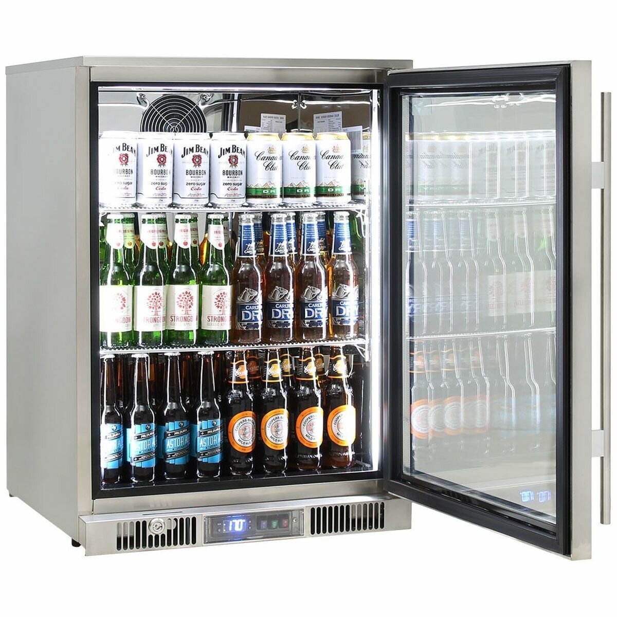 Rhino 148L ENVY Alfresco Bar Fridge - Stainless Steel, Glass Door, IP24, Lockable Doors - ENV1R-SS