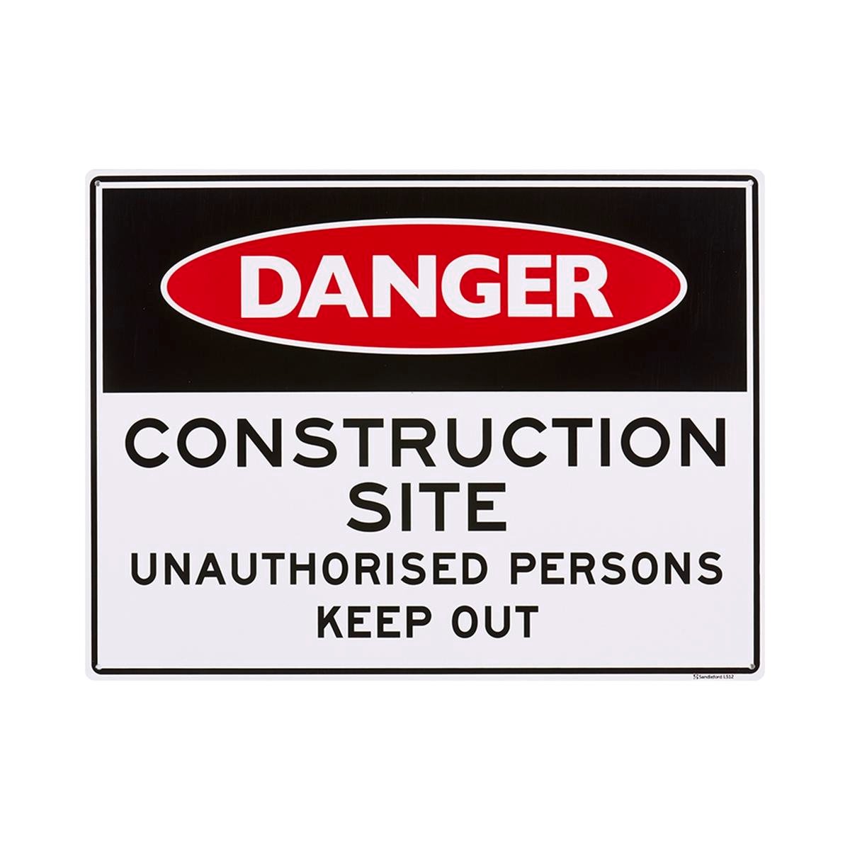 Sandleford Construction Site Sign 450 x 600mm Polypropylene - Weather Resistant