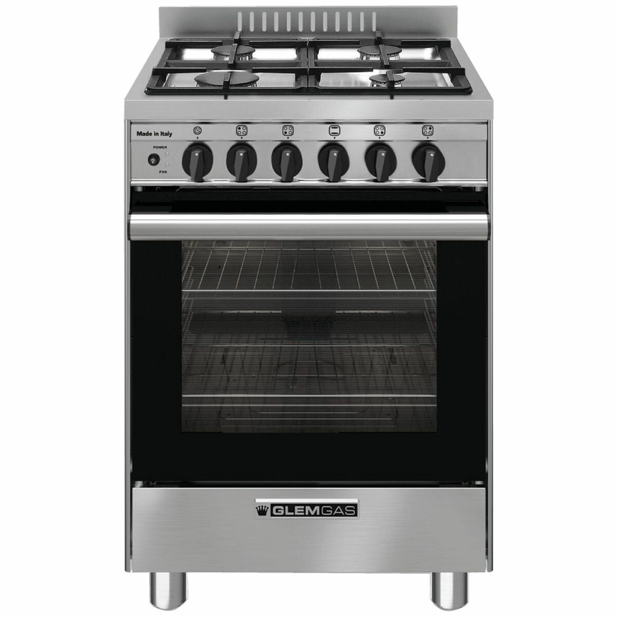 Glem Gas 53cm Natural Gas Freestanding Oven/Stove - Electric Grill, Cast Iron Trivets - GB534GG