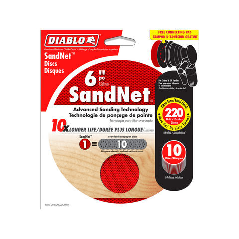 Diablo Orbital SandNet Discs - 150mm - Aluminium Oxide - 220 Grit - 10 Pack - SuperSaverAU - view 1