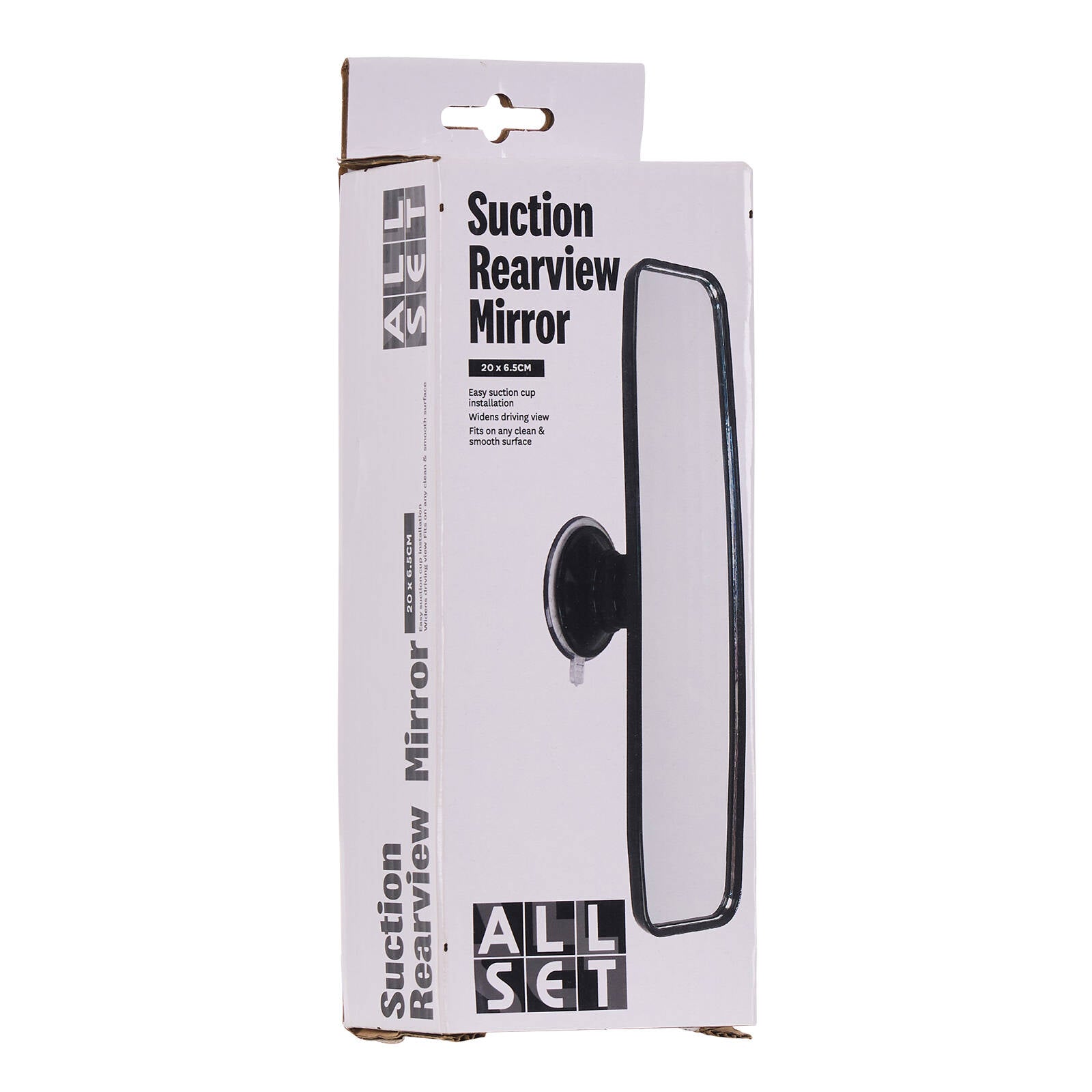 All Set Suction Rearview Mirror - Black, Suction Mount