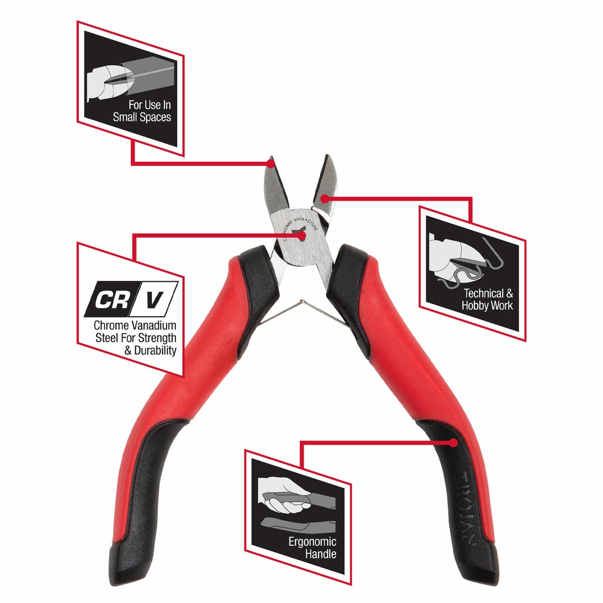 Trojan 115mm Mini Side Cutting Pliers CRV