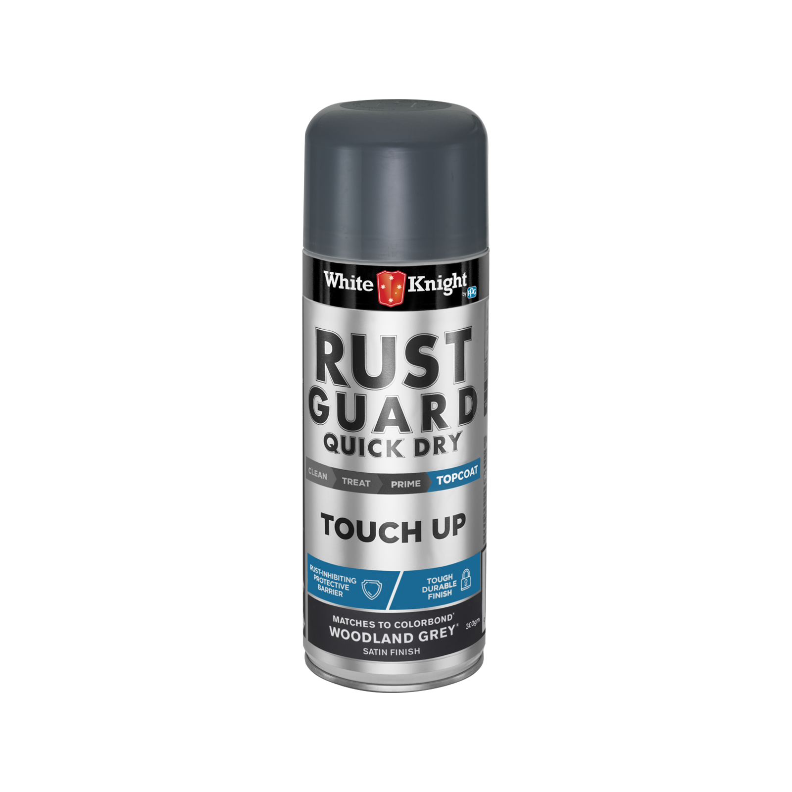 White Knight Rust Guard Woodland Grey Satin Touch Up Spray Paint 300g
