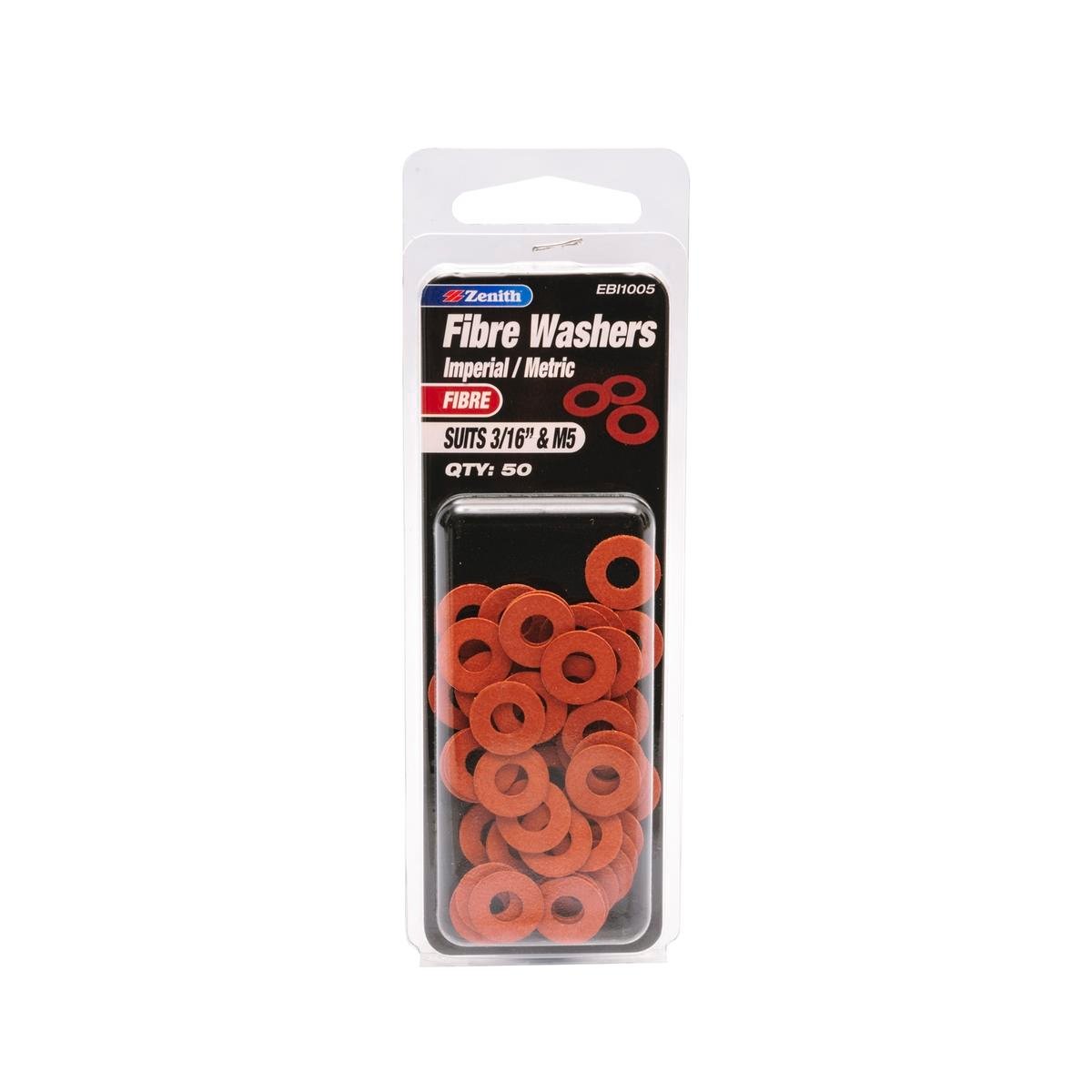 Zenith Fibre Washer 3/16 & M5 50 Pack Non-Conductive Durable Sealing - SuperSaverAU - view 1
