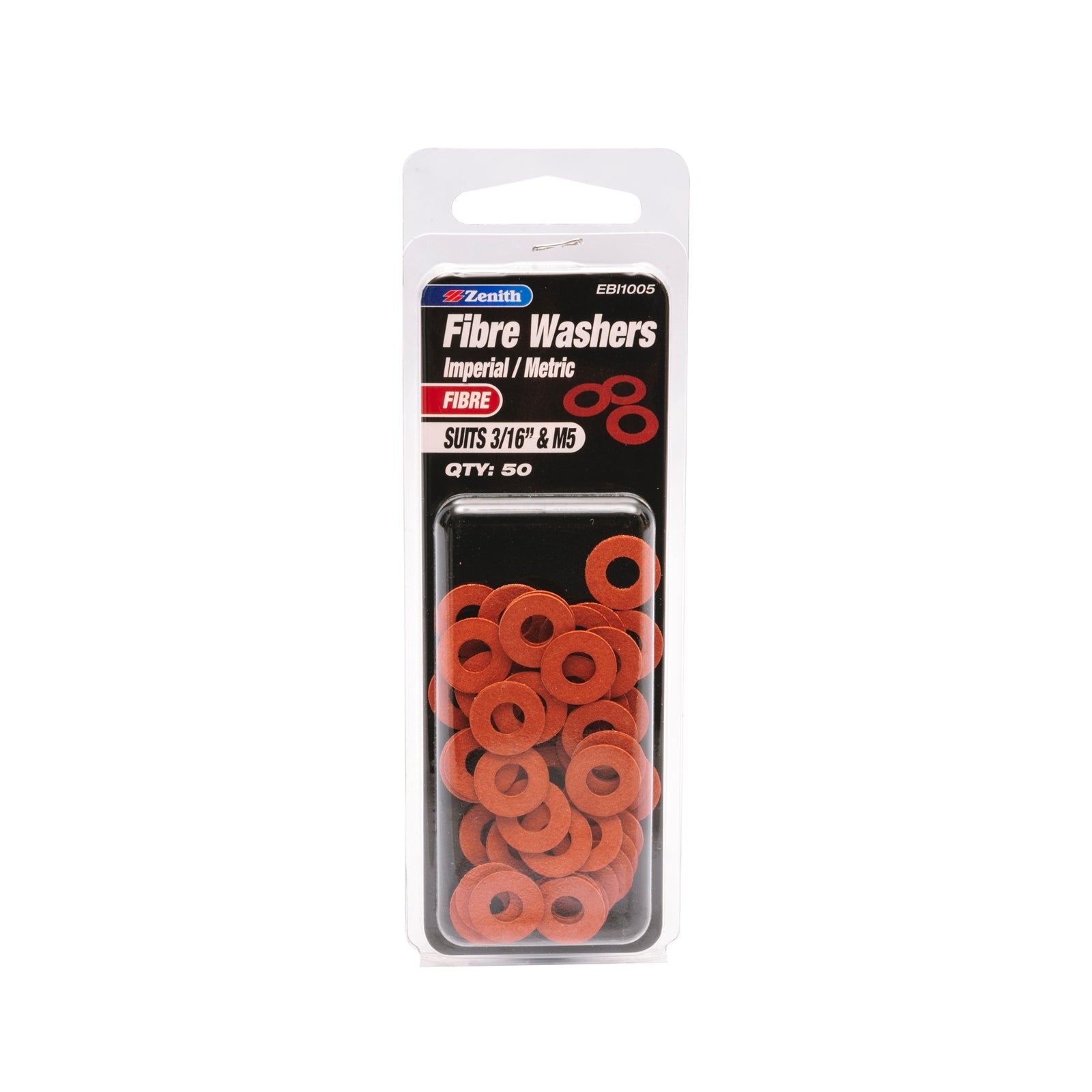 Zenith 3/16" and M5 Round Fibre Washer - 50 Pack