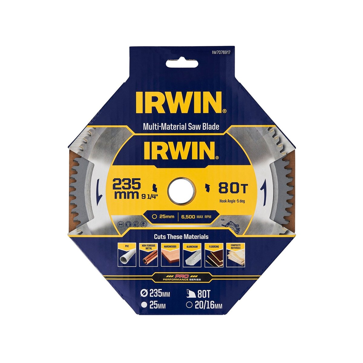 Irwin 235mm 80t Marathon Pro Multi Material Circular Saw Blade - Precision Cutting - Durable Steel Body - SuperSaverAU - view 2