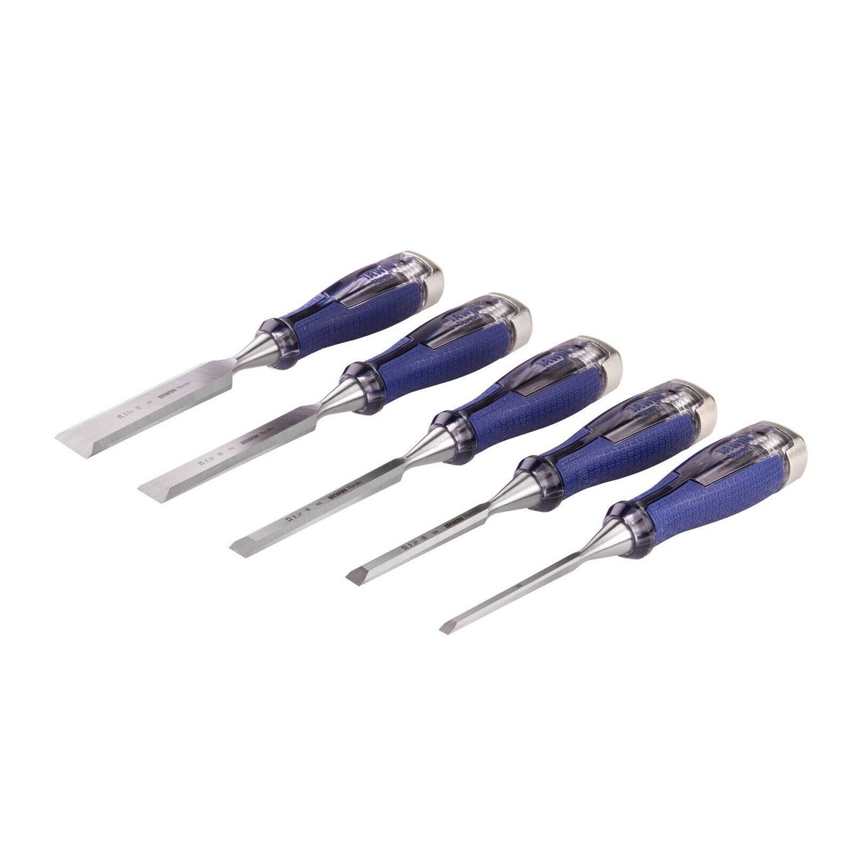 IRWIN Marples High Impact Chisel Set, 5 Pack with Strike Cap, Fully Forged Thru-Tang
