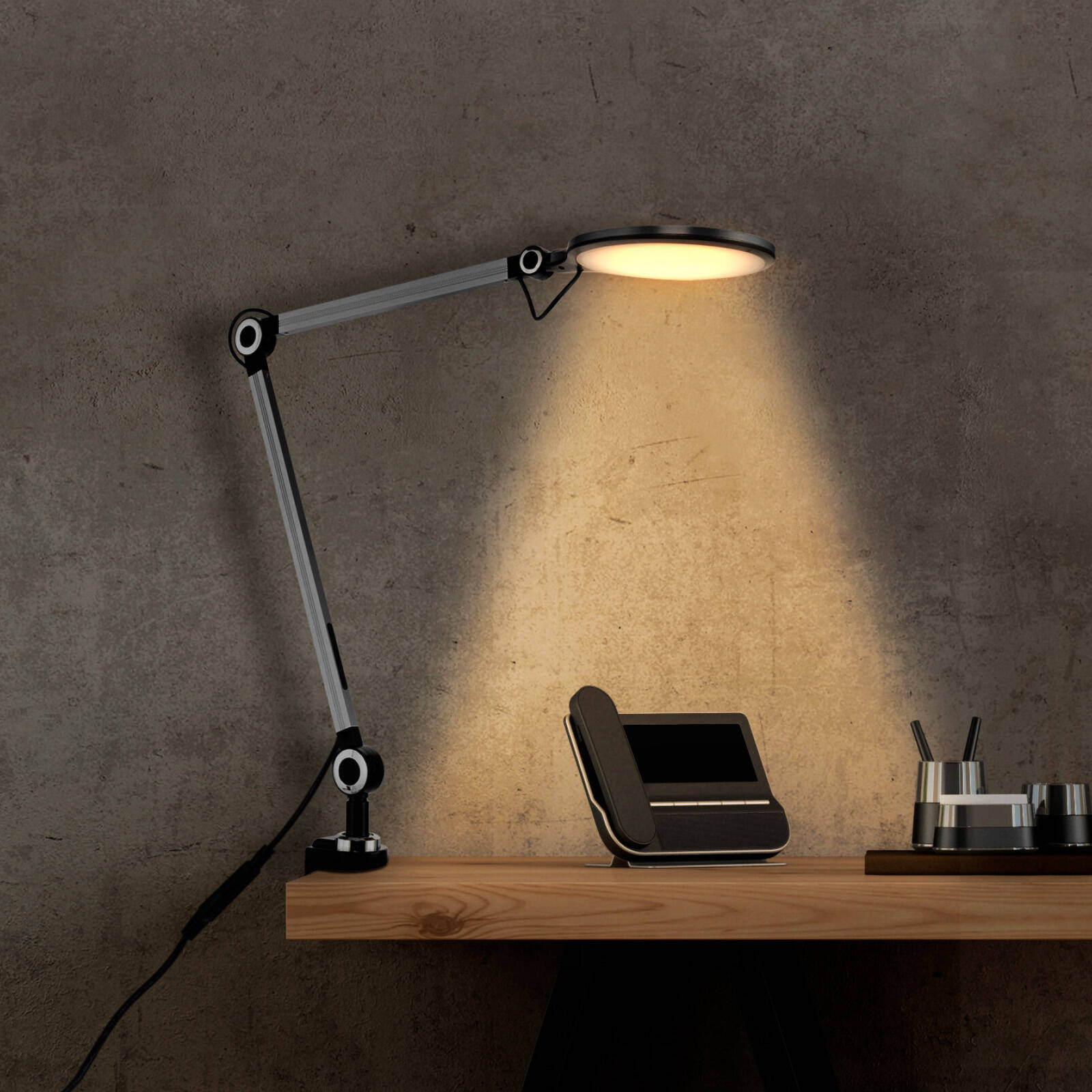 Brilliant Lighting 107cm Black Thrive Tone Changing LED Adjustable Clamp Lamp 10W