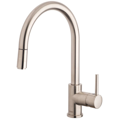 Armando Vicario Gooseneck Side Lever Pull Out Kitchen Mixer Tap - Brushed Nickel, 6 Star - SK5-AV-BN-LF