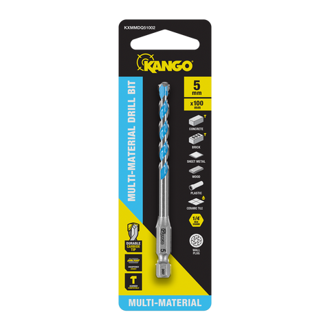 Kango 5 x 100mm Multi-Material Drill Bit - Carbide Tip, 1/4" Hex Shank