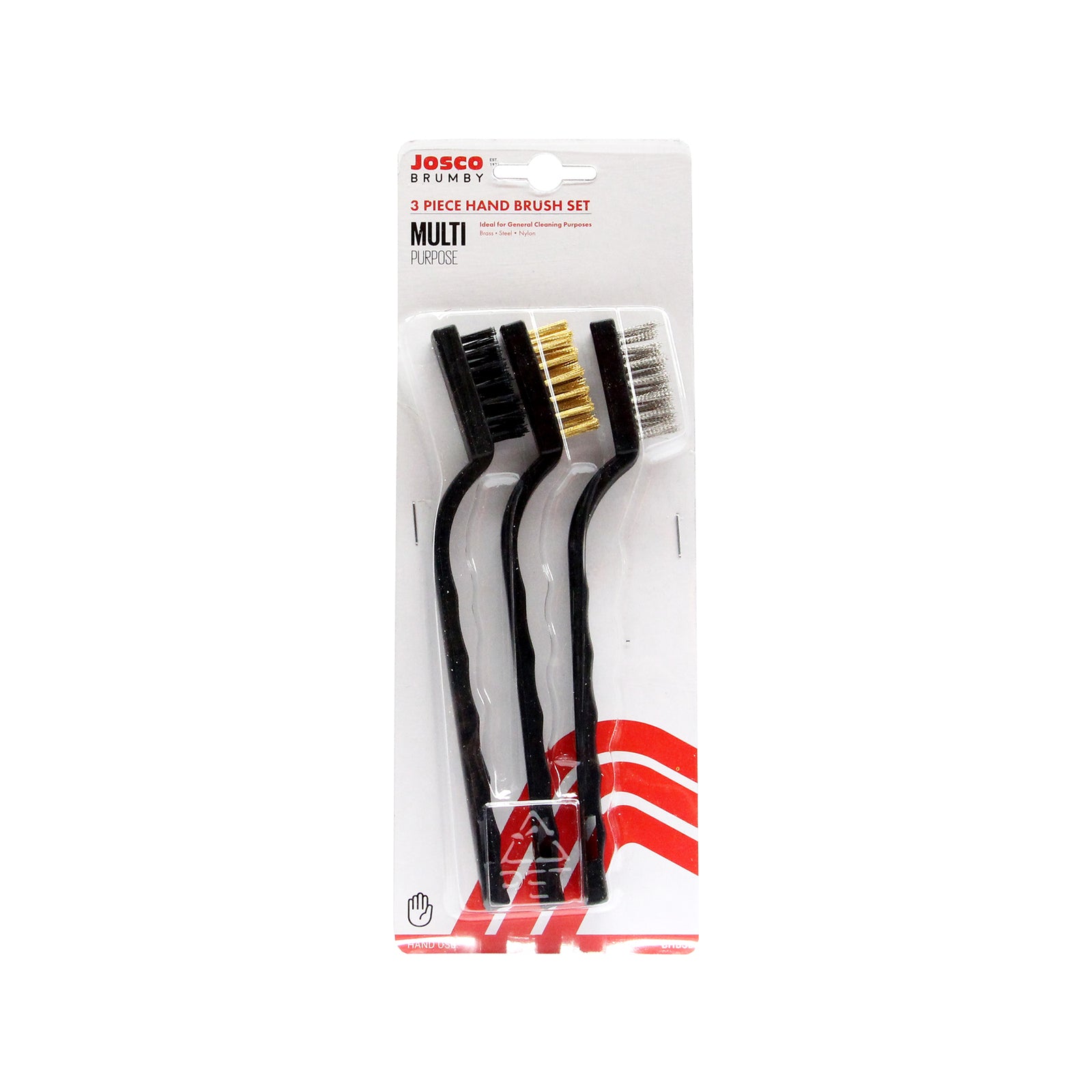 Josco 3 Piece Hand Wire Brush Kit Brass Nylon Steel