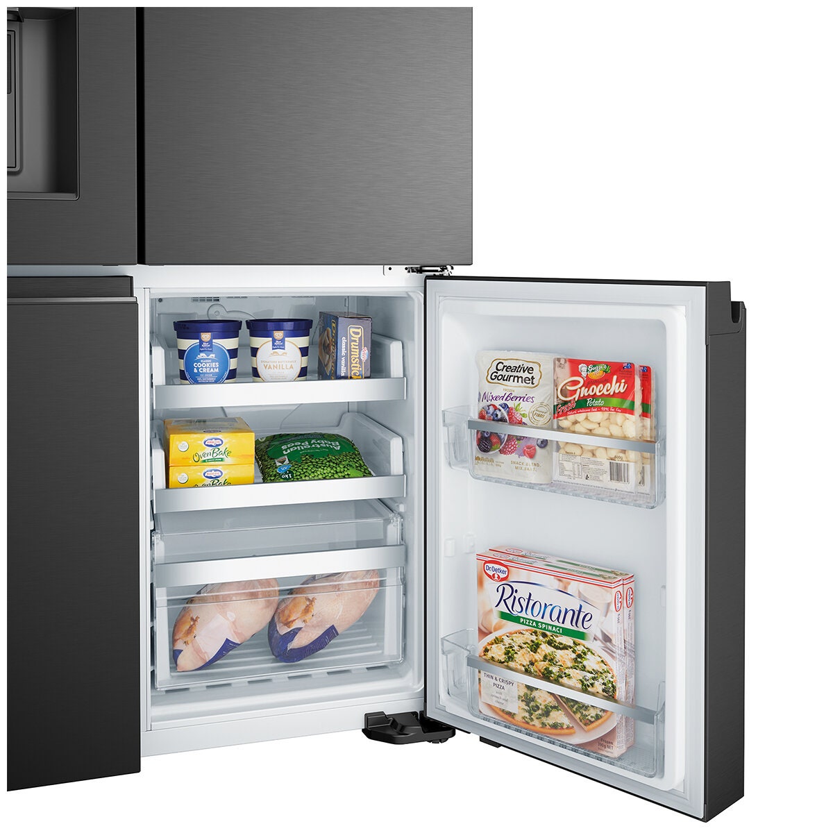 Westinghouse 609L Quad Door Fridge - Matte Black, Door Ice and Water Dispenser, FlexSpace - WQE6170BB