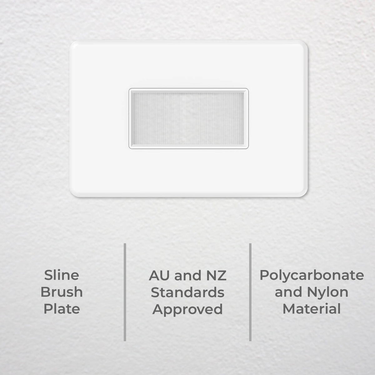 DETA S-Line Brush Plate, White Polycarbonate, Slim Profile