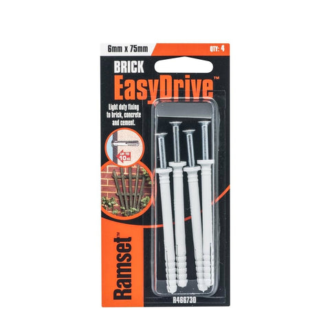 Ramset Easydrive Masonry Anchor 6mm Gold Nylon 4 Pack Benefits - SuperSaverAU - view 1