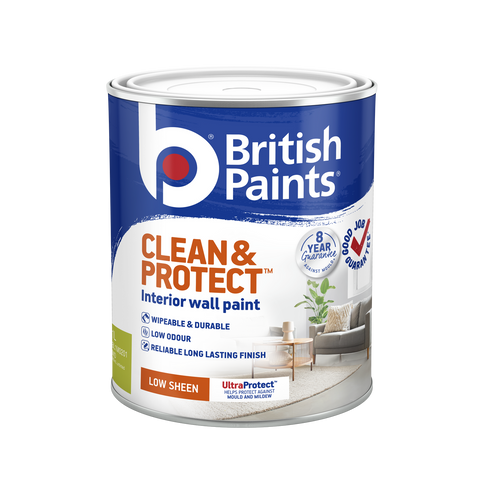 British Paints Clean and Protect Mid Low Sheen Interior Paint 1L