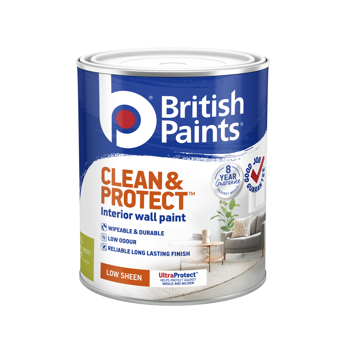 British Paints Clean and Protect Mid Low Sheen Interior Paint 1L
