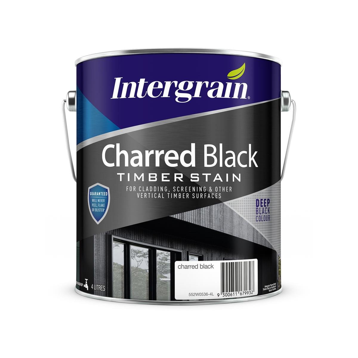 Intergrain 4L Charred Black Water Based Timber Stain UV Resistant Waterproof