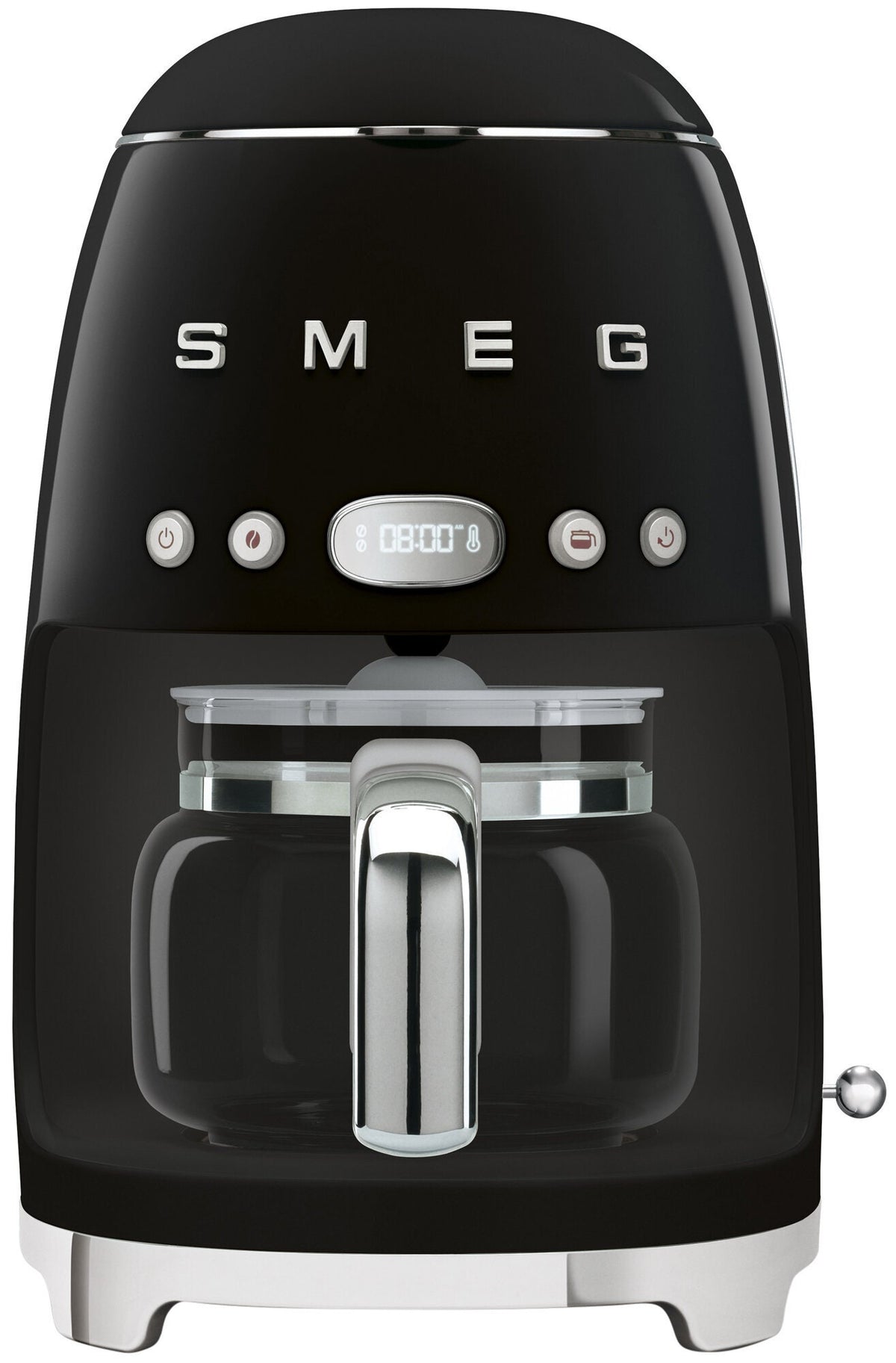 Smeg 50s Retro Style Drip Filter Coffee Machine - Black, 10 Cup, LED Display, Timer - DCF02BLAU