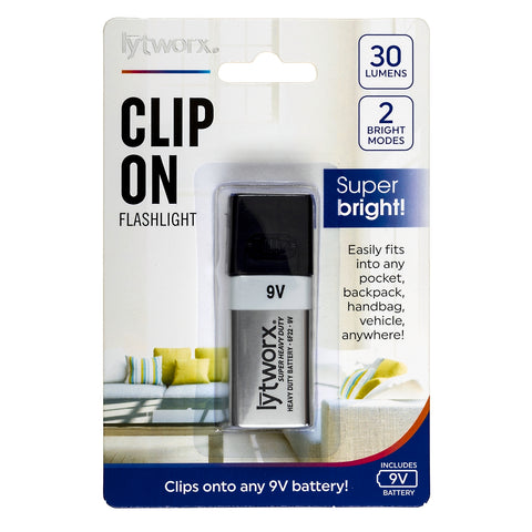 Lytworx 30 Lumen 9V Battery Clip On Flashlight