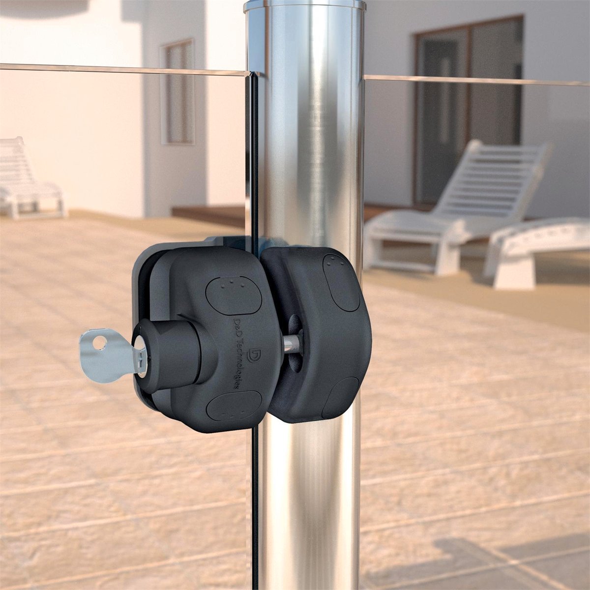 MagnaLatch 100mm Side Pull Lockable Pool Gate Latch, Engineered Polymer