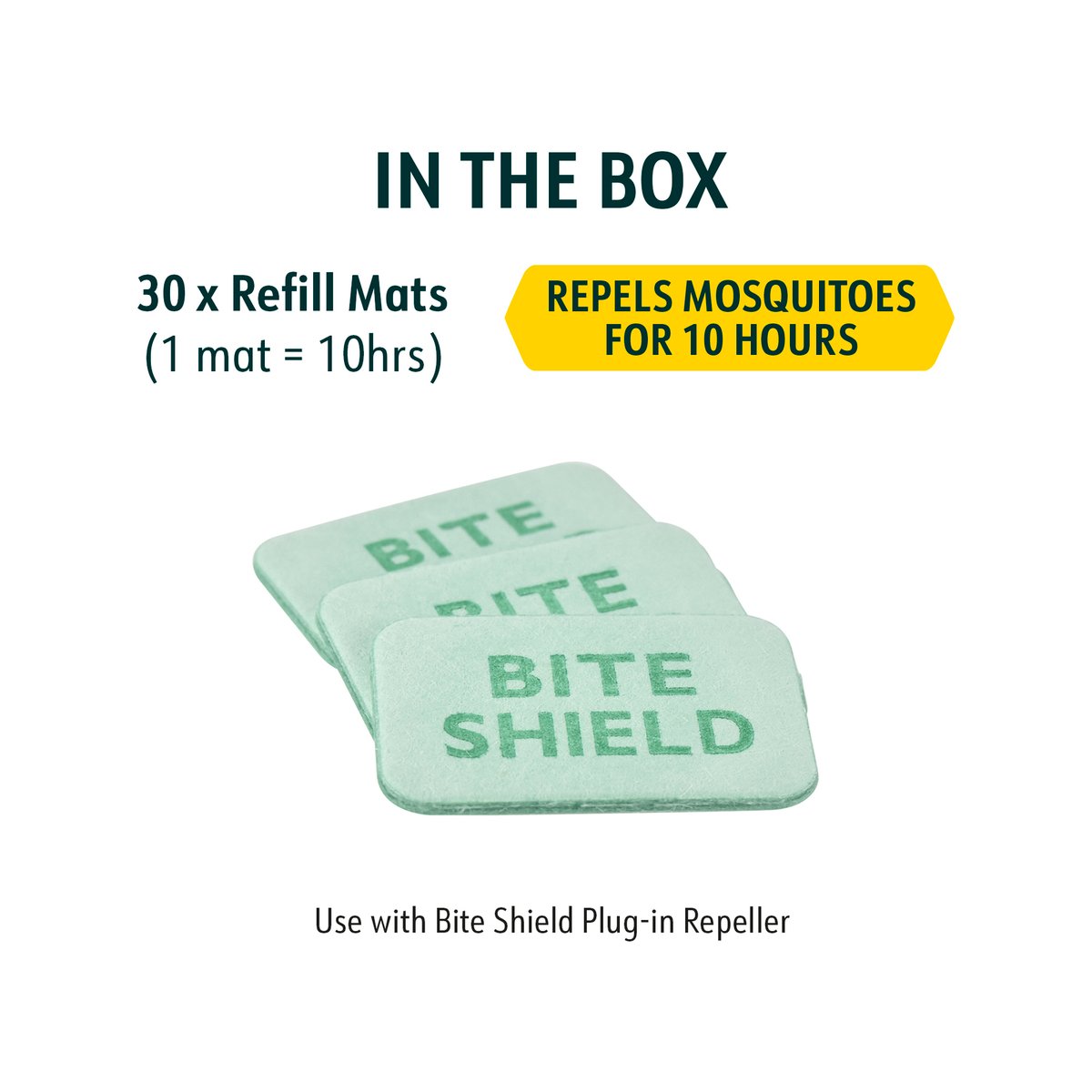 Bite Shield Plug-In Mosquito Repeller Refills, 30 Pack, Green, Indoor, BSH100836