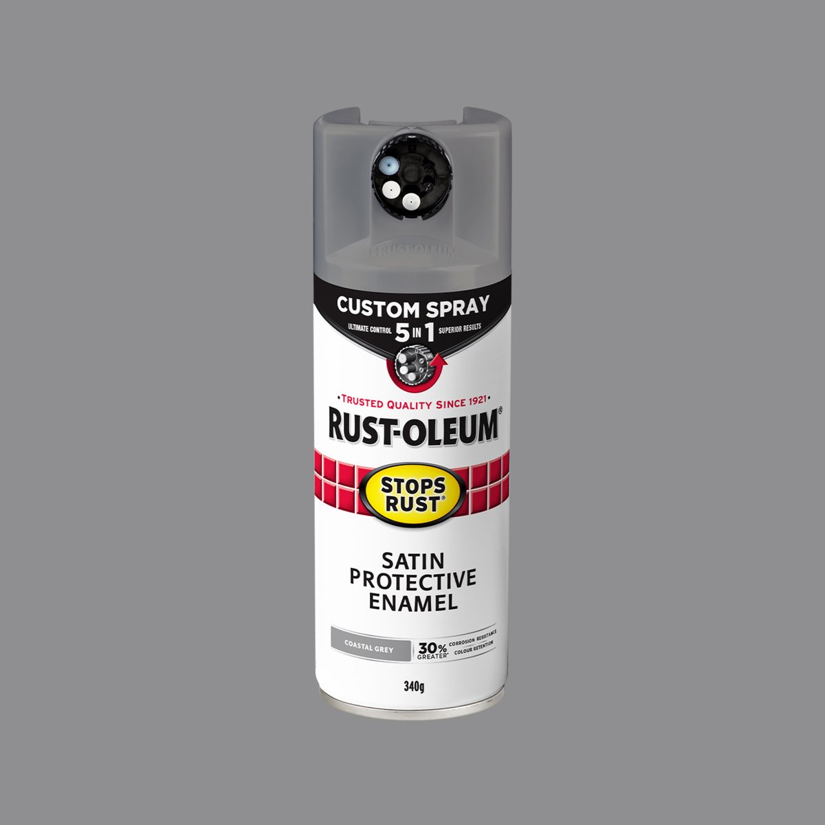 Rust-Oleum Stops Rust Custom 5 In 1 Spray Paint 340g - Coastal Grey Satin Splatter-Resistant