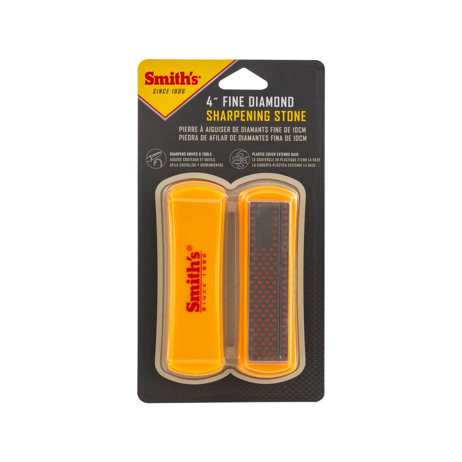 Smith's 4" Fine Diamond Sharpening Stone with Cover for Knives