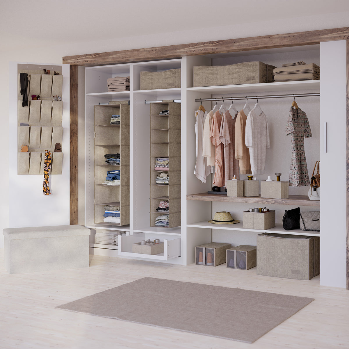 Flexi Storage Wardrobe 440 x 1120mm Ash 16 Pocket Hanging Organiser