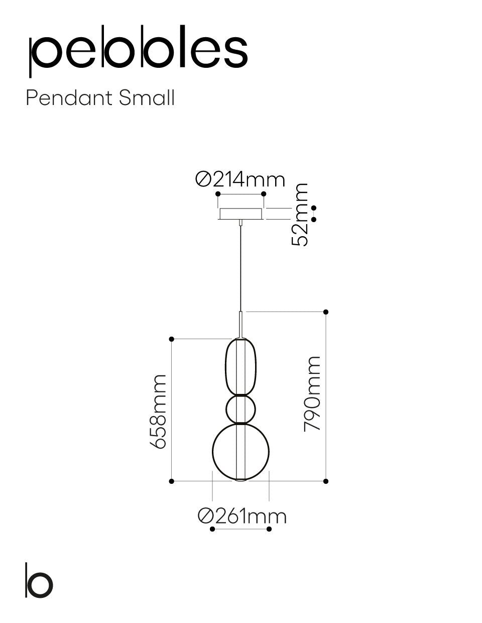 Bomma Pebbles Small Pendant Light - 790mm Tall - Designed by Boris Klimek - 8595610916435
