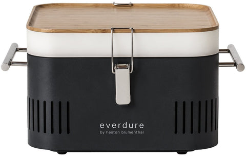 Everdure by Heston Blumenthal Cube Portable Charcoal BBQ - Porcelain Enamel Firebox - Black - HBCUBEG