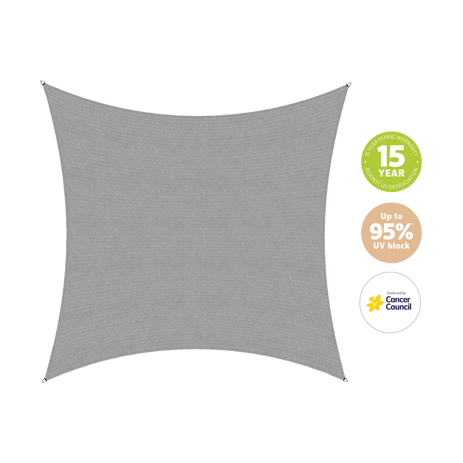 Coolaroo 5.4 x 5.4m Stone Square Commercial Grade Shade Sail - 95% UV Block