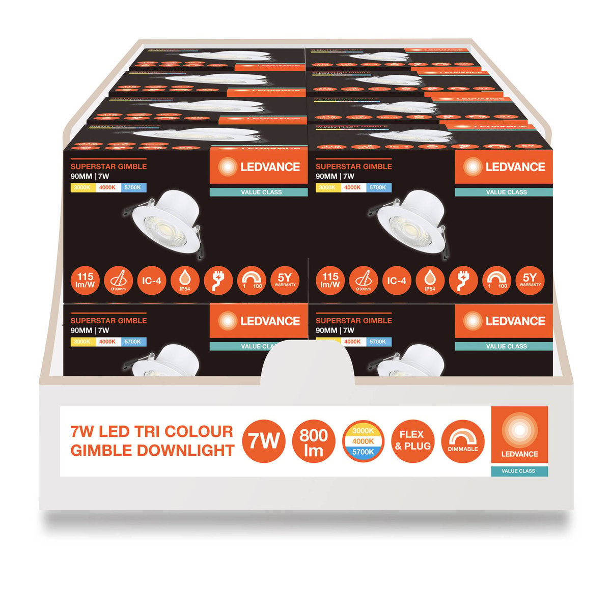 Ledvance Downlight Gimble 7W 90mm Tri Colour - Dimmable - White - SuperSaverAU - view 2