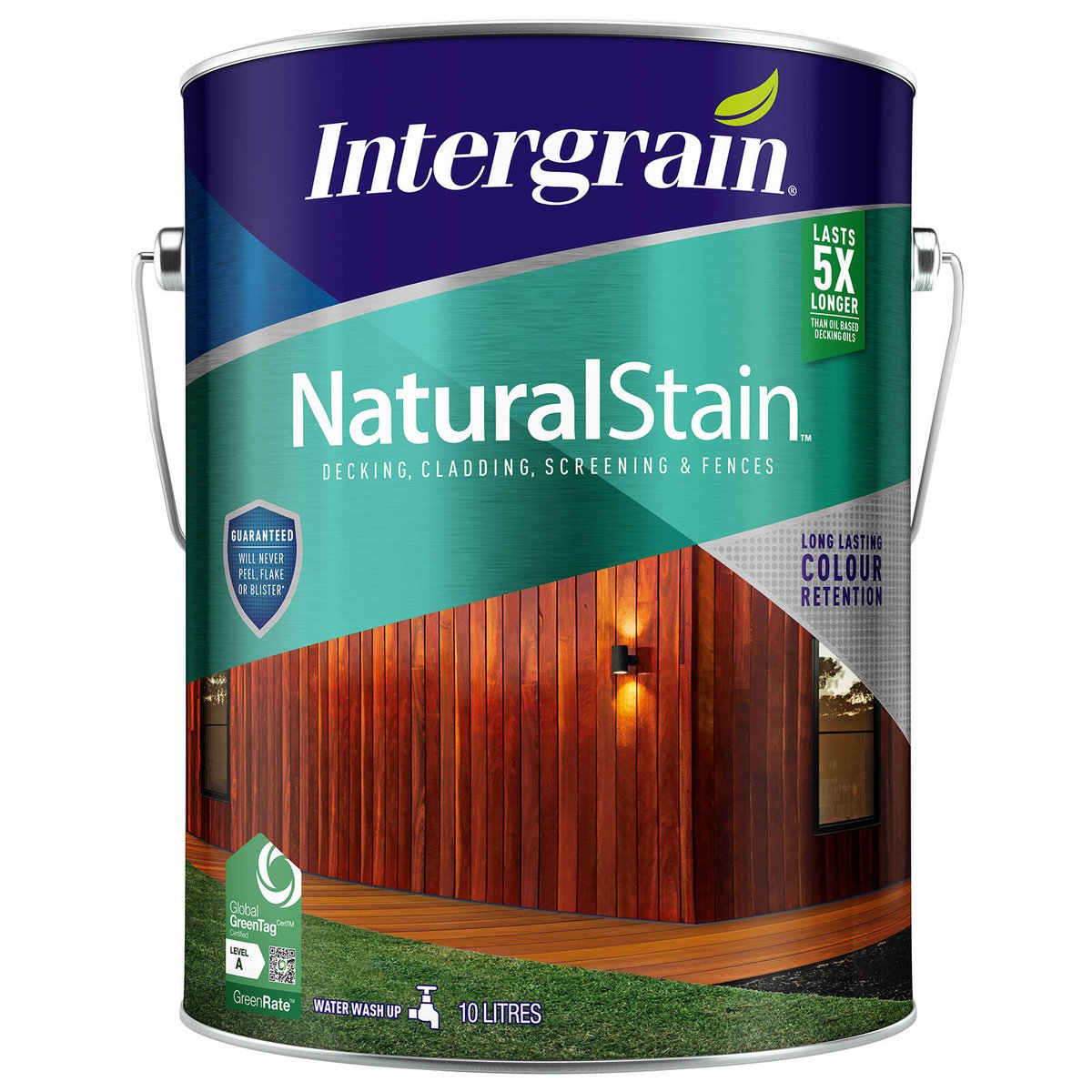 Intergrain NaturalStain 10L Jarrah/Redgum Timber Stain - Water Based, UV Resistant Exterior Decking