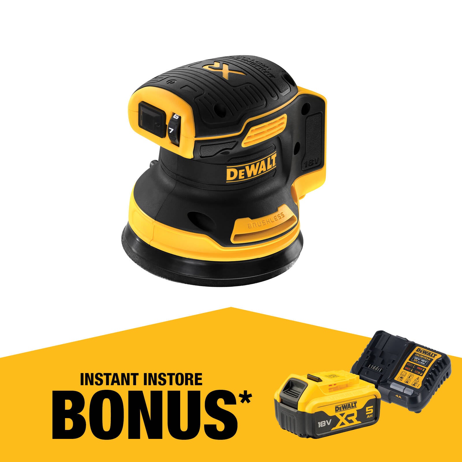 DeWALT 18V 125mm Brushless XR Cordless Random Orbital Sander Skin Only DCW210N-XJ
