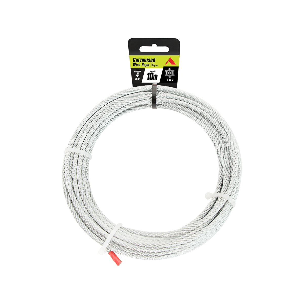 Pinnacle 4mm x 10m Galvanised Steel Wire Rope, 7x7 Construction