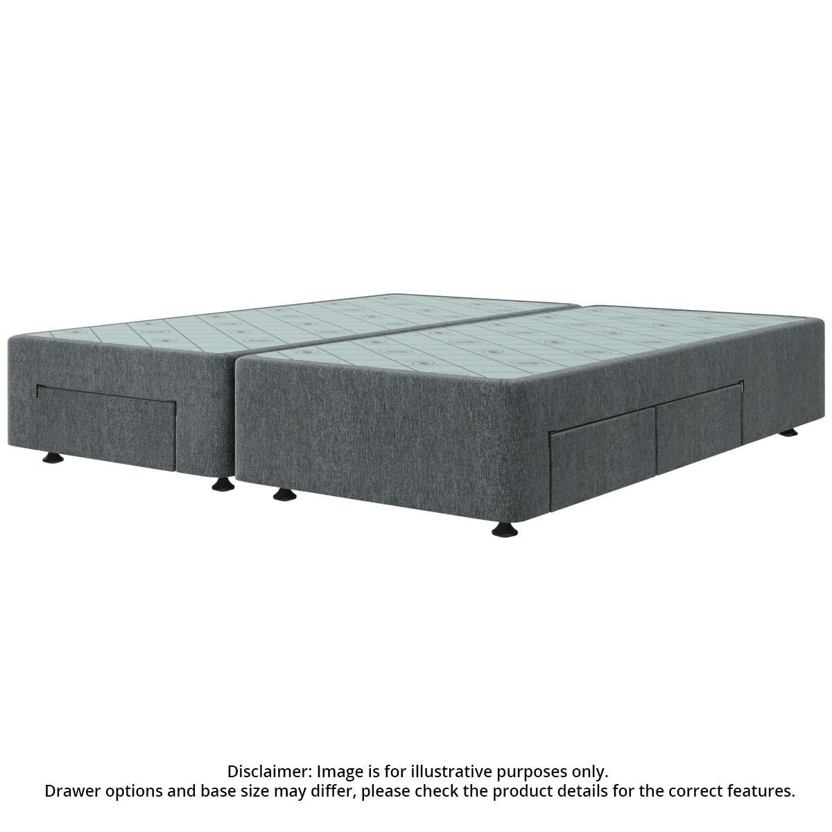 Sealy Spacesaver Right Side Drawer Split Queen Bed Base - Charcoal - 40kg Drawer Capacity - SVR-CHA-SQN