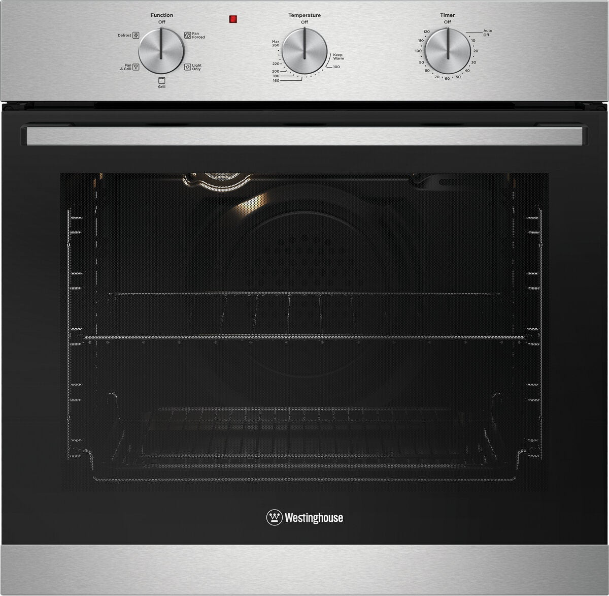 Westinghouse 60cm multi-function oven - 80L, stainless steel, 10A plug and lead, easy glide racks - WVE6314SD
