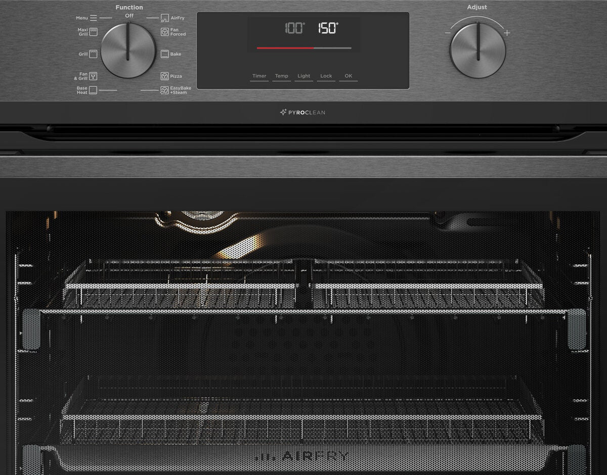 Westinghouse 60cm Pyrolytic Oven - 80L Gross, AirFry, EasyBake Steam, Dark Stainless Steel - WVEP6717DD