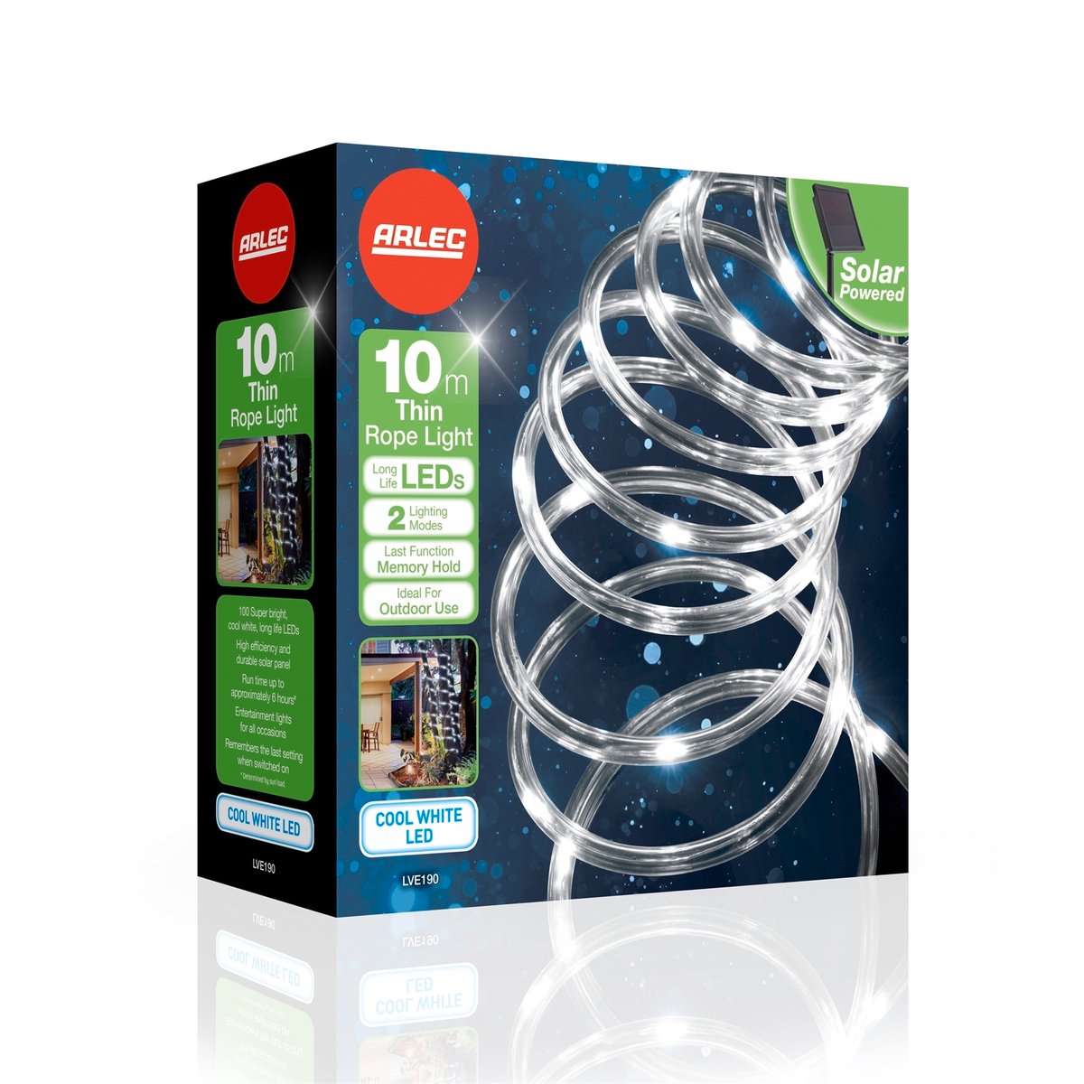 Arlec 10m Cool White Solar Powered Thin LED Rope Light - 100 LEDs - SuperSaverAU - view 2